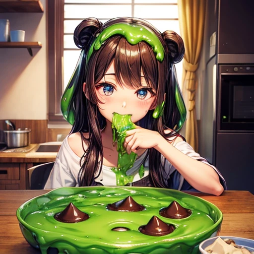 Chocolate chip cookie eating slime