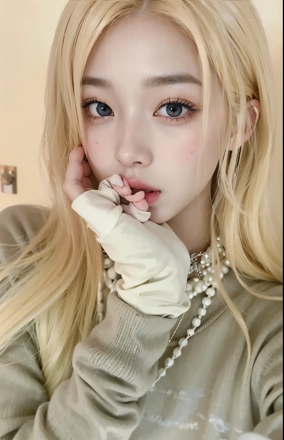 Closeup of man with long blonde hair and necklace, Jinyoung Shin, Blackpink's Roseanne Park, Best Face, popular makeup in korea, sakimichan, Wow lovely Korean face, Your face is like an orchid, Josh de Blackpink, Portrait of Kim Petra, Retrato de Josh de Blackpink, popular korean makeup
