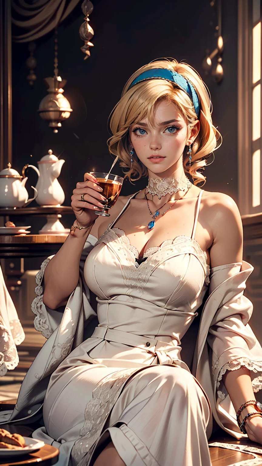 ((best quality)), ((masterpiece)), , majestic intricately detailed BREAK,(face in frame:1.2), highly detailed stunningly gorgeous woman beautiful voluptuously with (big breast and buttocks:0.8), (coffee shop:1.2, wooden bar counter:1.2, steampunk environment:1.2, complex backgrounds:1.2), long wavy hair, (white head bow:1.2, intricated white mini dress with bouffant sleeves:1.2), (perfect eyes:1.2), (perfect face:1.2), (perfect hands:1.2), (perfect fingers:1.2), (perfect legs:1.2), (toned physique:1.2), high quality RAW photograph, bold and attractive features, hyper detailed, hyper realistic, amazing and beautiful, Hasselblad 35mm lens, f/4, ISO 400, (lifting up skirt:1.1), medium full shot, skin tight, no_underwear, smiling, character centered in frame (Extremely detailed:1.3), (1girl in:1.2), inside in room, (courtyard:1.3), tree,plant, Trees, (a celestial compass guiding her path), Mystical and wondrous, BREAK Utilizing a wide-angle lens to capture the expansive sky, Added a touch of lens flare