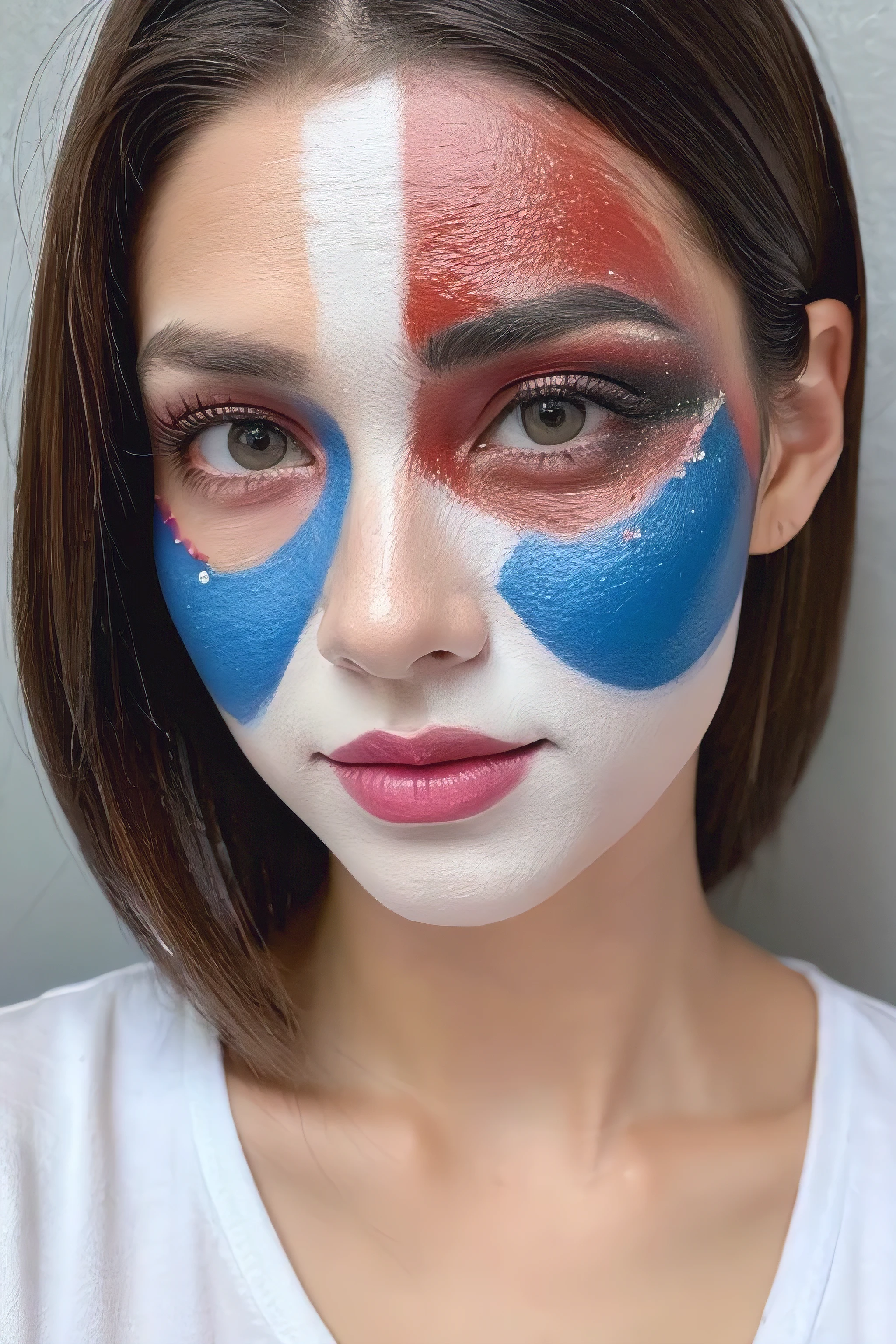 Beautiful woman with painted face