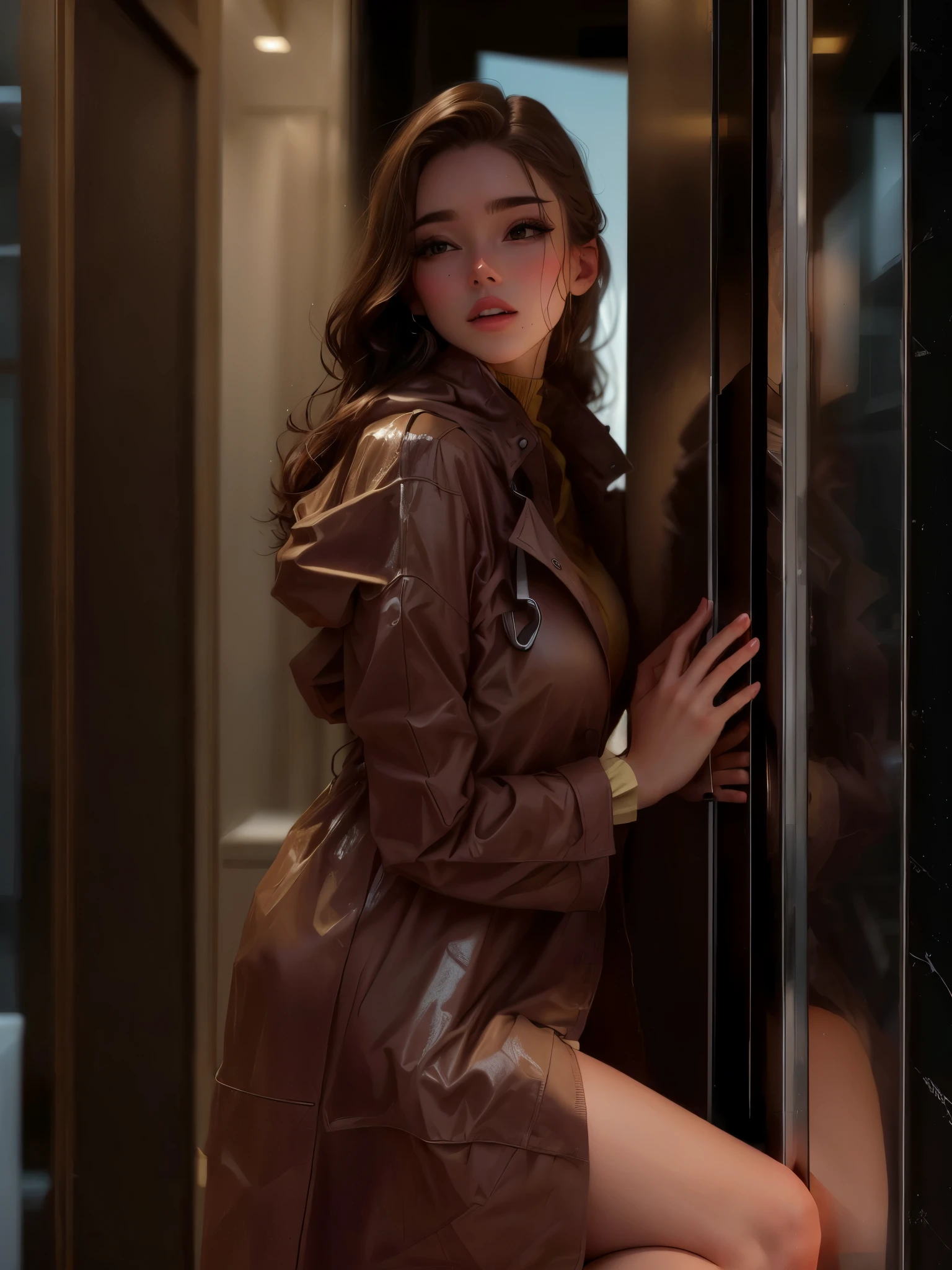 beige raincoat