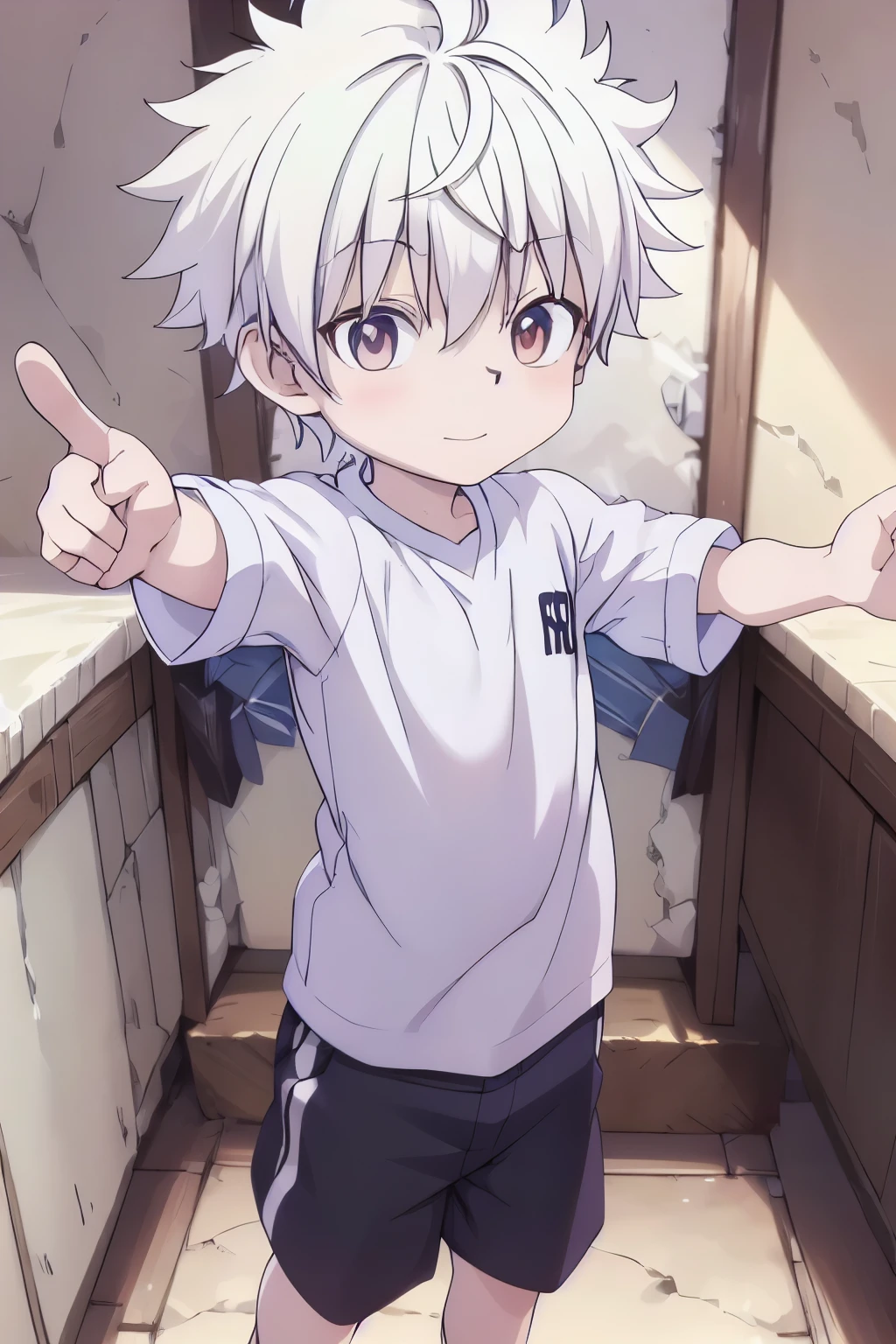 1boy, aoi, masterpiece, ultra detail, male focus, soccer shirt, adorable captivating, white hair , red eyes , white albine skin, japanese style, take a photo, selfie
 