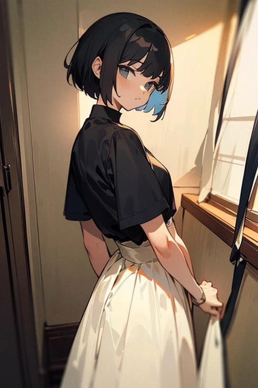 ((best quality)), ((masterpiece)), ((masterpiece)),Solitary,woman,short hair