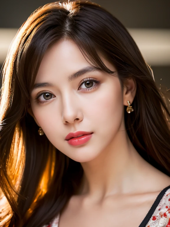 masterpiece, highest quality, Photoreal, super detailed, finely, High resolution, 8k wallpaper, Professional, High level details, 1 girl, ((facing the front)), ((vermilion lips)), detailed clavicle, perfect face, straight hair