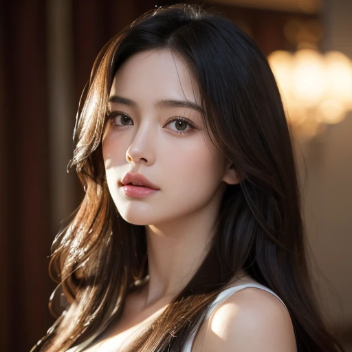 (best quality,4k,8k,highres,masterpiece:1.2),ultra-detailed,(realistic,photorealistic,photo-realistic:1.37),oil painting,portrait of a woman with long hair and a black jacket:1.1,anime style portrait of Kaya Scodelario:1.1,impressive facial features, detailed eyes and lips:1.1,gorgeous long hair flowing gracefully:1.1, Jaina Solo, oil painting:1.1,highly realistic depiction of a woman, anime-style portrait, promotional image:1.1,digital art, vibrant colors, incredible attention to detail:1.1, exquisite digital painting of Anastasia Ovchinnikova, Alina Ivanchenko, and Olga Buzova, captivating realism, sultry expression:1.1