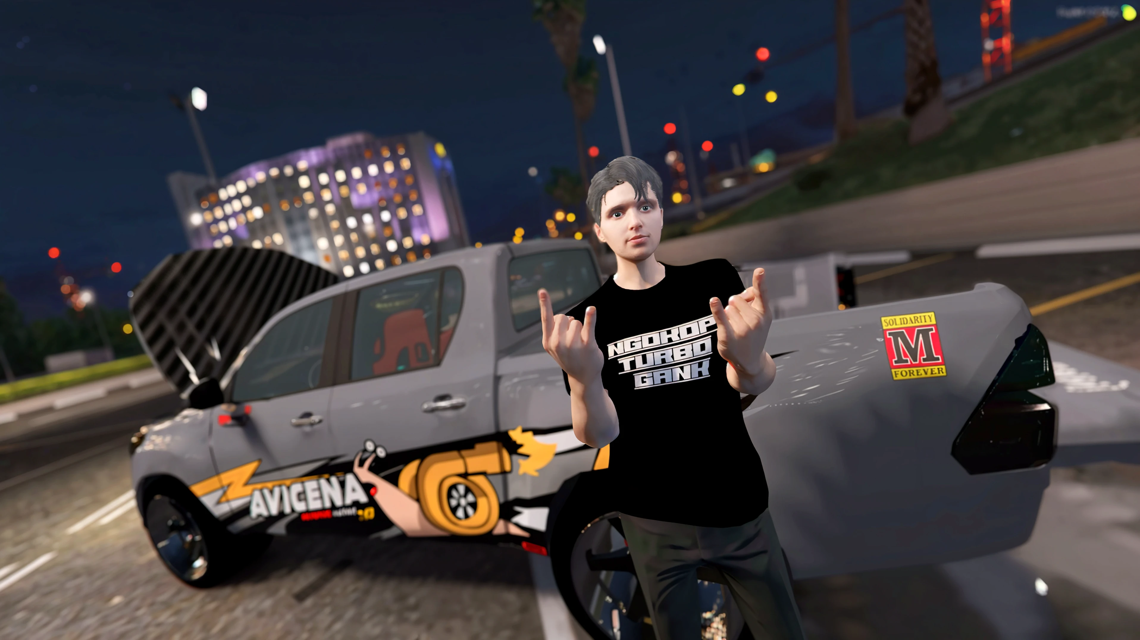 realistic, arafed image of a man standing next to a car with a skull on it, anonymous as a car