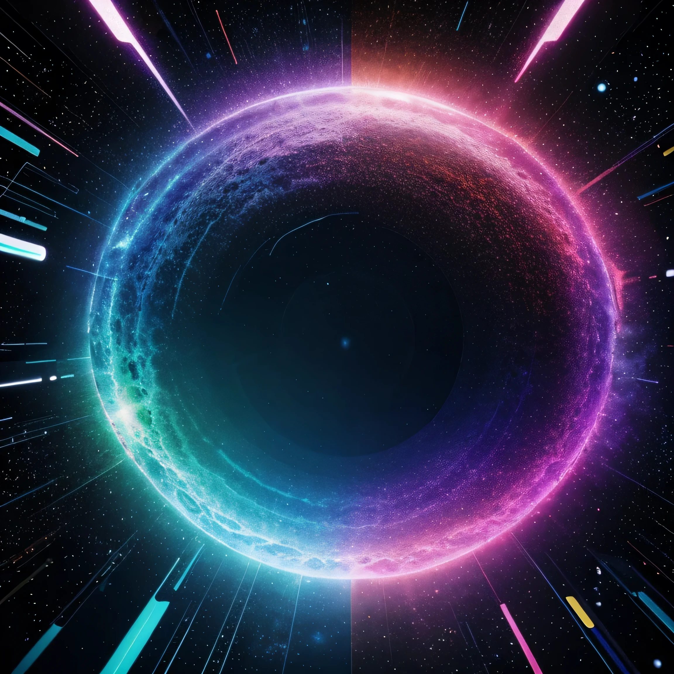 holo abstract 3D shapes background design fullcolor, bright and satisfying color combination, theme galaxy