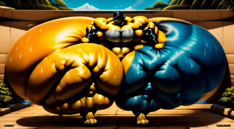 4k, high resolution, best quality, perfect lightning, perfect, solo, anthro, young, boy,golden yellow wolf:2.0, furry body, (fluffy mane:1.2), fluffy tail, male, adult, (bulky2:0, thick muscles2:0, huge muscles:2.0, hyper muscles:2.0), (thick biceps, veiny biceps, broad shoulders:2.0), (thick legs, thick calves:1.1), (digitigrade legs, 4 toes:1.2), perfect colors, (photorealistic fur, detailed fur, epic, masterpiece), (suggestive posing:1.2), (seductive smile, lustful grin 1.3), detailed beach,detailed wolf eyes:2.0, by k0suna, by darkgem,nipple ring,hyper arms:2.0,veins,white body,golden yellow fur,hyper butt:2.0,hyper paws:2.0,standing,thick legs,thick butts:2.0,sweat body:2.0,massive butt:2.0,black hat,hyper ass:2.0,huge ass,long legs,juicy butt:2.0,butt like a wall,butt with colorful patterns:2.0