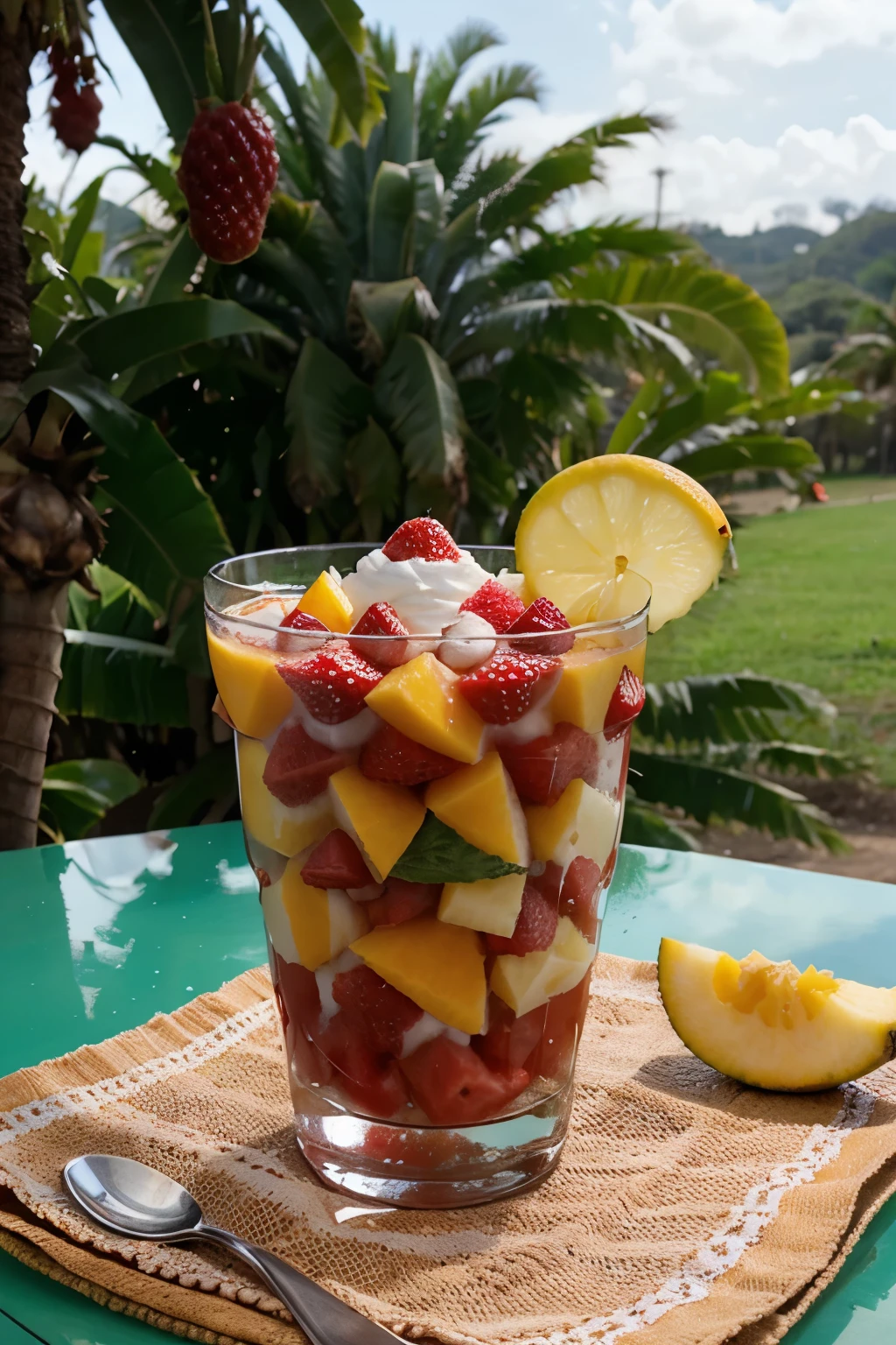 Crea un sesto de frutas que contenga sandia, piña, fresas y mango