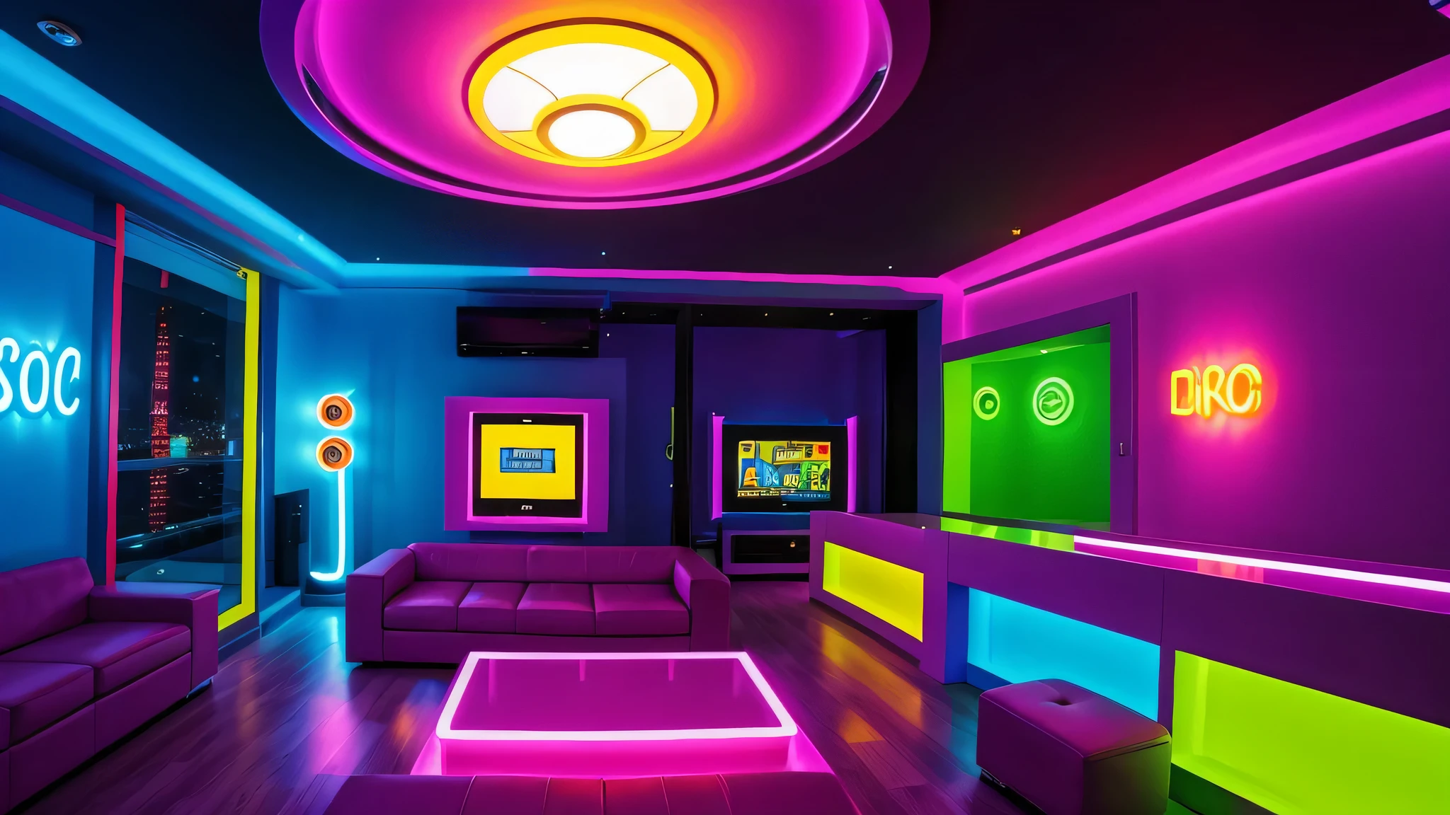 electric disco bright vivid colours