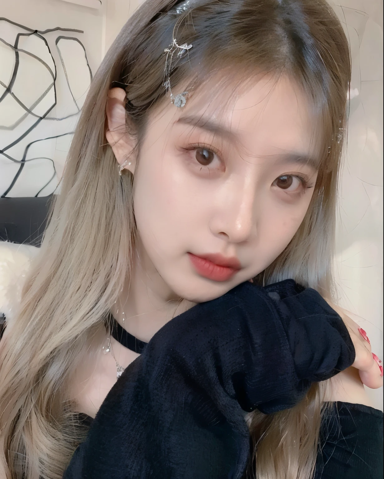 Blonde girl with long hair wearing a black top and silver headband, Larisa Manoval, maquiagem sul-korean popular, maquiagem korean popular, Blackpink Roseanne Park, sakimichan, korean, Best Face, 귀엽고 사랑스러운 korean 얼굴, Jaeyeon Nam, beautiful aesthetic face, Taejun Kim, Portrait of Blackpink Josh