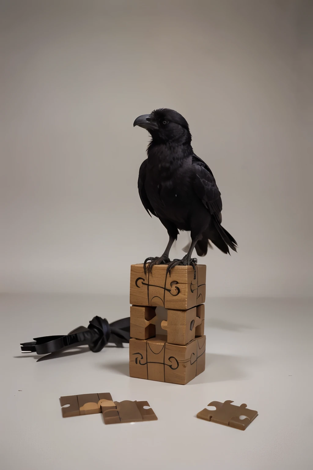Animation of a crow solving a puzzle