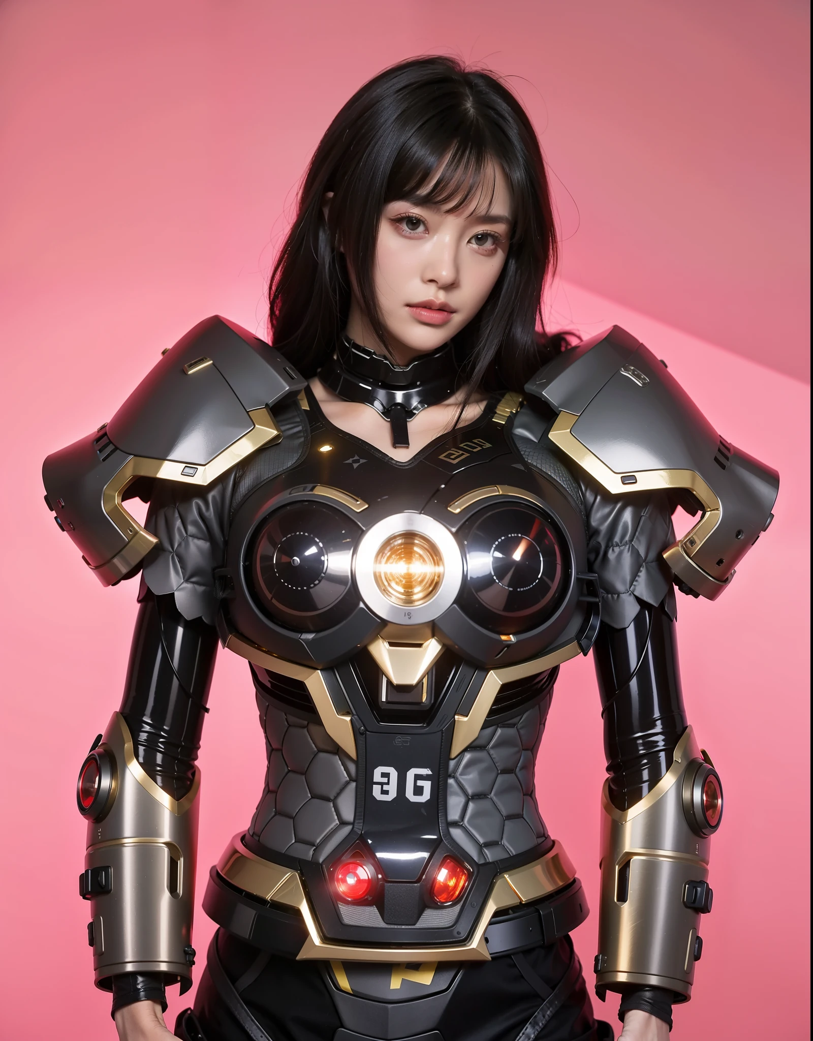 best quality,Gold Jewelry,Fairy Skin,(every time :1.2),eternal,Super detailed,Practical,high quality,Lighting,Ray tracing,Ultra HD,Upper part of the body, Future Iron Man Mech,Filming,Battery,Transmitter,Large caliber artillery,Roseland 8k,Mech Cyber Armored Vehicle Girl,Wearing a cyberpunk endurance helmet,Wearing a glowing space helmet,High-tech motorcycle helmets,There is a breathing light on the body,The armor of the future shines,Armed electromagnetic gun,Mecha style,glowing sash