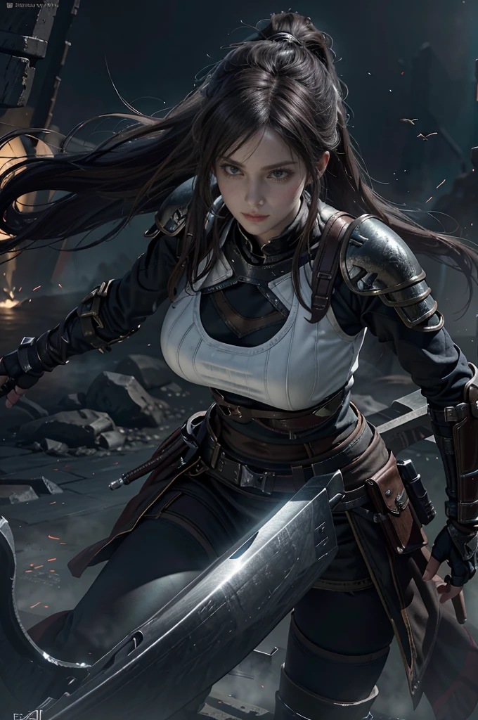 Game Art,Best picture quality,Maximum resolution,8K,(A bust photo),(portrait),(Head close-up),(Rule of Thirds),Unreal Engine 5 rendering works, (Future Girl),(Female Warrior),
20-year-old girl,((hunter)),Eyes full of details,(Large Breasts),Elegant and noble,indifferent,brave,
(Medieval style fur combat uniform,glowing magic lines,Detailed animal leather female knight,medieval knight,
Photo poses,Simple background,light,Ray tracing,Game CG,((3D Unreal Engine)),oc rendering reflection pattern