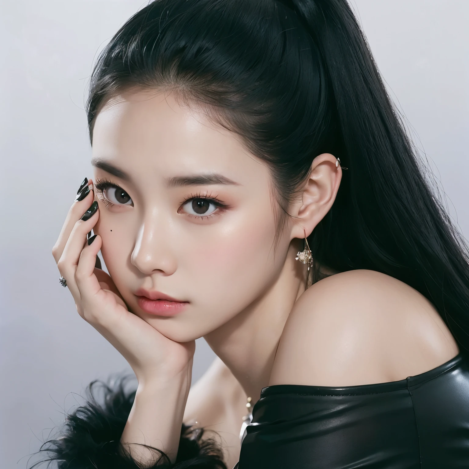 Arapé woman with long black hair and black top, Jinyoung Canella, Portrait of Blackpink Josh, Jenny Blackpink, Jaeyeon Nam, Heonhwa Choi, Dil&#39;rabah Dilmurat, Josh is Blackpink, Portraits of Korean female idols, Retrato Jisoo Blackpink, IU Lee Ji-eun transformed into a supervillain, jimin park