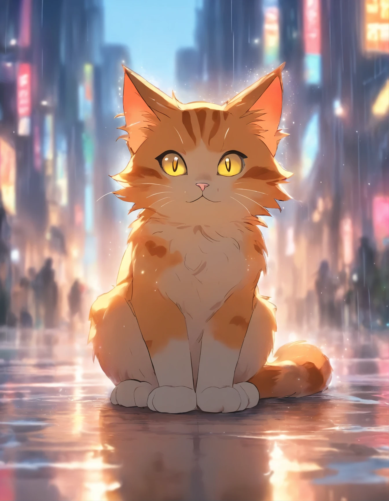 arafed cat sitting on the ground in the rain, cat. digital painting, by Ni Duan, by Yang J, beautiful illustration, by Relja Penezic, by Carlos Berlanga, by Max Buri, by Zou Zhe, by Muggur, by Kun Can, by Felix Arauz, warrior cats fan art