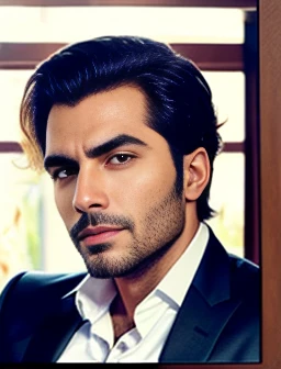 a rich lebanese man, focus on the character's face