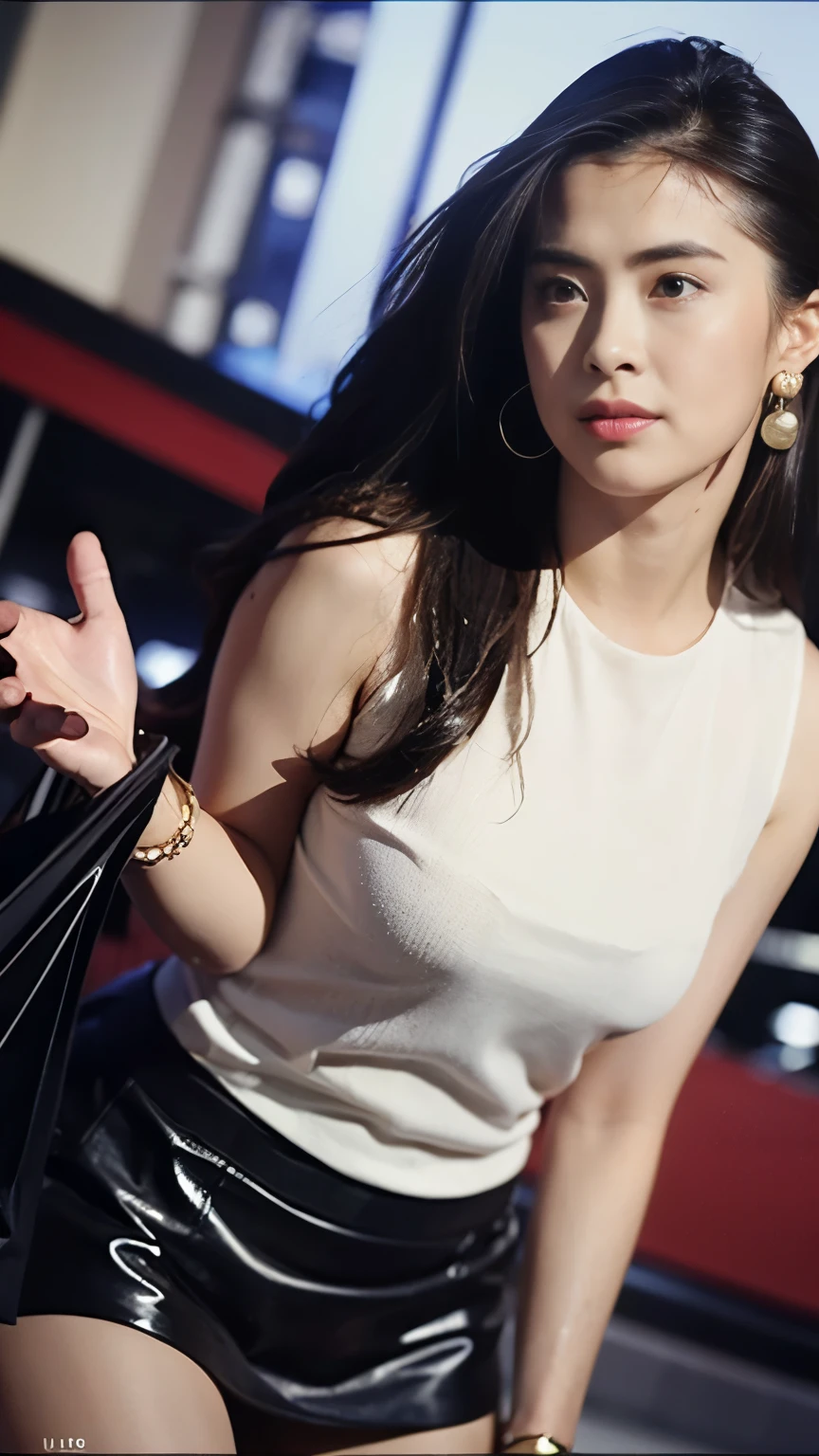 ((Low angle shooting:1.5)), (Photorealistic:1.4, 8k, highest quality:1.3, masterpiece, Ultra-high resolution), ((Typhoon heavy rain)), Highly detailed skin and facial textures:1.3, Perfect dynamic composition:1.2, (Modern city at night, In front of the supermarket at night, Expressions of sadness:0.7), (Climbing the stairs:0.7, View from directly below:0.7), Slim office lady wet with rain:1.2, Fair skin:1.2, Sexy beauty:1.1, Perfect Style, beautifully、aesthetic:1.1, Very beautiful face:1.2, Water droplets on the skin, (Rain dripping down on my body:1.2, Wet body:1.2, Wet Hair:1.3), (Holding a wet shopping bag:1.1, Wet mini skirt:1.2, Wearing wet casual clothes:1.35), belt, (Mid-chest, See-through bra, Chest gap),  (Big eyes that exude beautiful eroticism:0.8, Adult charm:0.8, Fascinating:0.8), necklace, Earrings, bracelet, wedding ring, Highly detailed and accurate hands and fingers