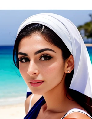 Lebanese woman focus on face.