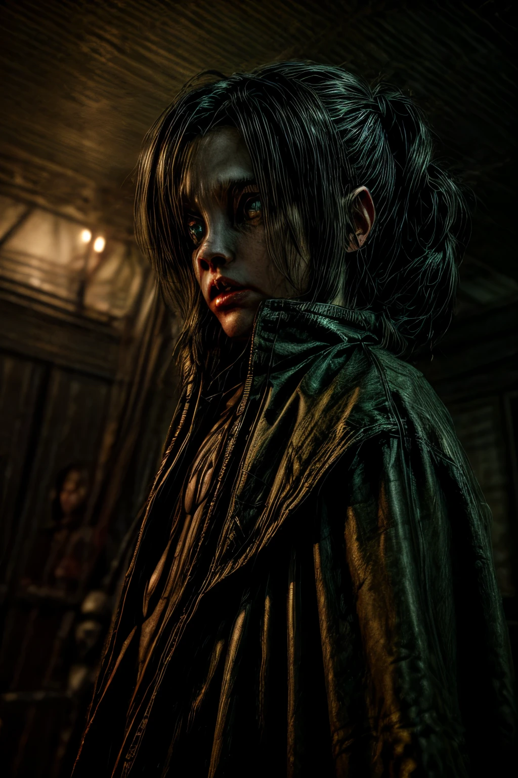 Resident evil,
pmmkr2024,best quality, trending on artstation,calm,quiet,Best quality,little evil kid girl controls all the zombies,red bright eyes zombies,apocalypse zombie,running zombies,nice detailed hands,nice detailed face,nice detailed body,perfect art, wearing black-and-red, infected-like tattered robe adorned with zombie markings, face is obscured , (glowing green eyes), ((levitating)), high detail, sharp focus, dramatic, photorealistic painting art ,all people zombies,lurid,toxic,venom,full  body,parasite,necromorph,babydoll,terror,horror,virus, art 8k,masterpiece,score_9,score_8,score_7,score_8_up,score_7_up,score_6_up,game
Groups zombies,