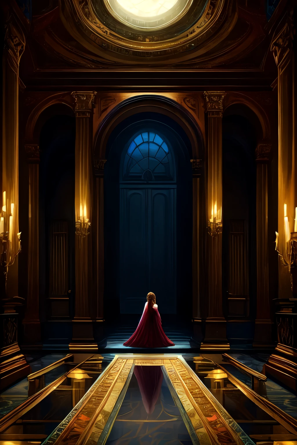 ((best quality)), ((masterpiece)), (detailed), Perfect face，
Dark Room，European architecture，The woman fell to the ground，whole body，faint，In the room，night，