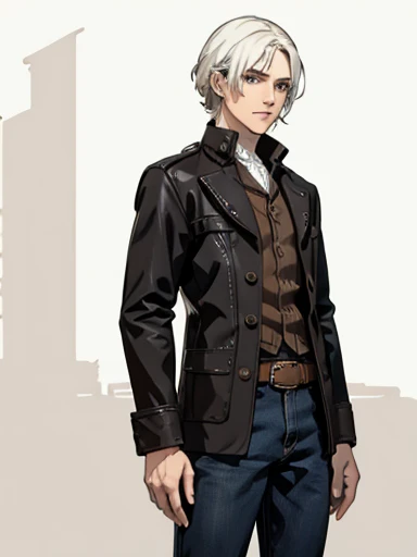 Wearing Cowboy Clothing  , human Male white hair 