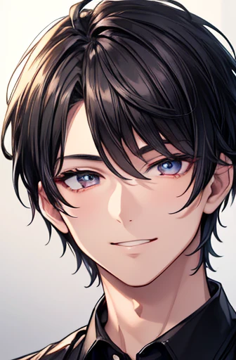 (masterpiece),(top-quality),(ultra-detailliert),hight resolution,in 8K animation,1boy,black hair,(very short hair),handsome,grinning,(beautifull detailed face),(beatiful detailed eyes),20 years old