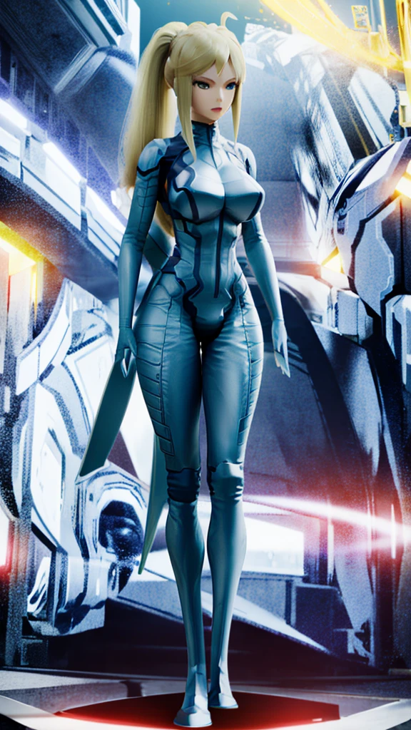 A captivating, hyper-resolution 3D rendering of a fierce, powerful Mecha woman, radiating strength and courage. Her golden Mecha armor boasts a vibrant color palette of white, black, red, and blue, with intricate details accentuating her curvaceous figure and flowing blonde hair. Her piercing light blue eyes convey command and determination. Armed with a shield of pure energy and a glowing blue saber, she stands tall with the "UNIVERSO MECHA" logo prominently displayed. The creation of "Dragonsteel7" masterfully merges illustration, 3D rendering, and typography techniques, resulting in a stunning, poster-worthy image with a cinematic vibe and a blend of various artistic elements., 3d render, photo, product, vibrant, illustration, typography, anime, cinematic, poster