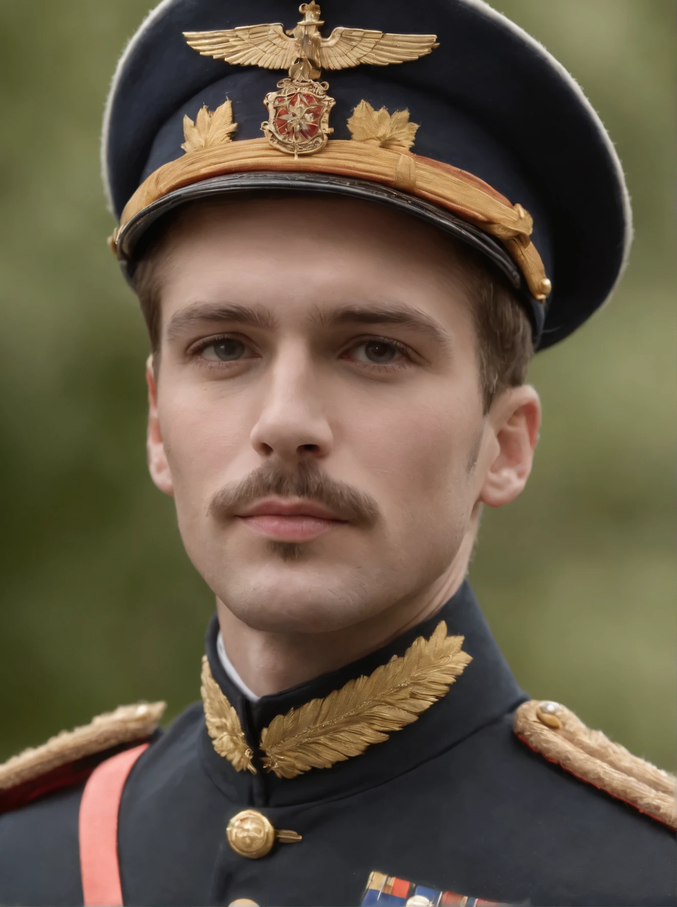 a close up of a man in a military uniform posing for a picture, young tsar, nicholas ii of russia, beautiful androgynous prince, great emperor of russian empire, delicate androgynous prince, imperial russia, beautiful young prince, president of belorussia, vladimir motsar, inspired by Serhii Vasylkivsky, roman shipunov