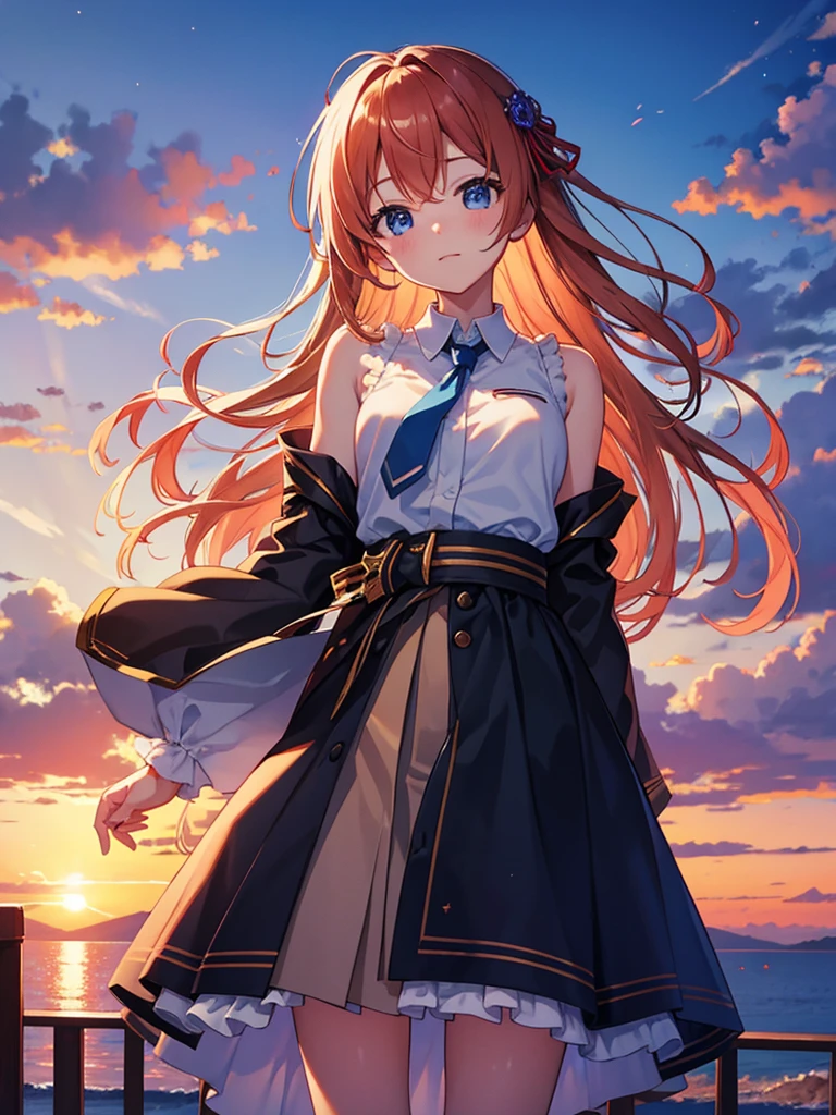 highest quality、masterpiece、Sunset sky、One boy、High 、tie