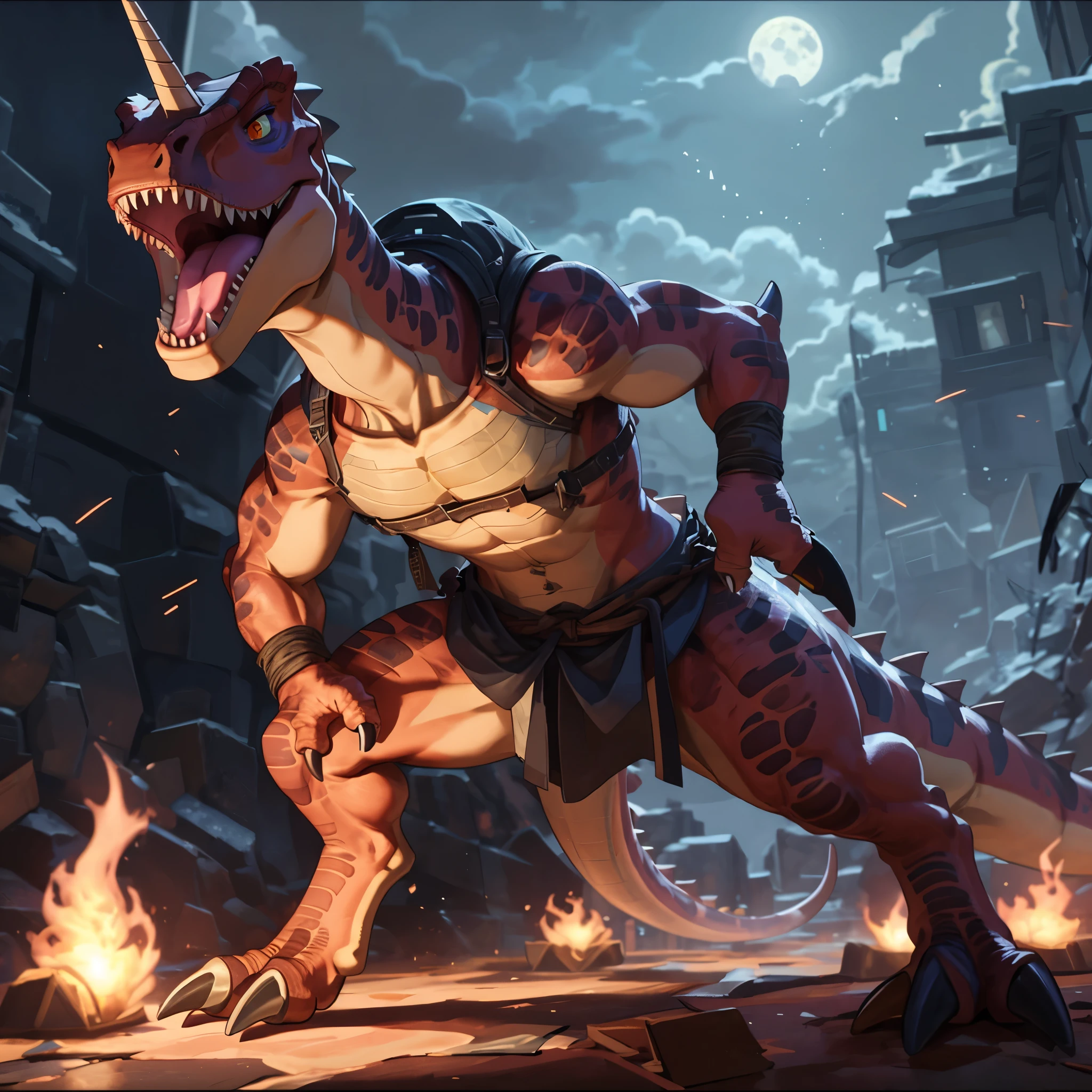 (((dinosaur character, full body, cinematic setting, lizard male)))
Here I come, drop your jaws to the floor
I'm riding on my (((mighty laser-shooting dinosaur)))
Here we come, can you hear him roar?
Prepare for epic fight and his (((laser missiles)))
The sound is boom, boom, boom for every time a goblin dies
Let's sing now, here we go, hear my battle cries
(((Made of metal))) from the moon
Assembled by samurai
His battery gets charged by thunderstorm
With most advanced AI
Devouring trolls and unicorns
From his maw there comes a flame
Burning away our enemies
And therefore we proclaim
BREAK, detailed background, 8K, (masterpiece:1.5), intricate details, highly detailed, extreme detail, octane render, fine art, best quality, highres, (detailed face:1.5), ((full_body)), UHD, (((perfect hands))), low light