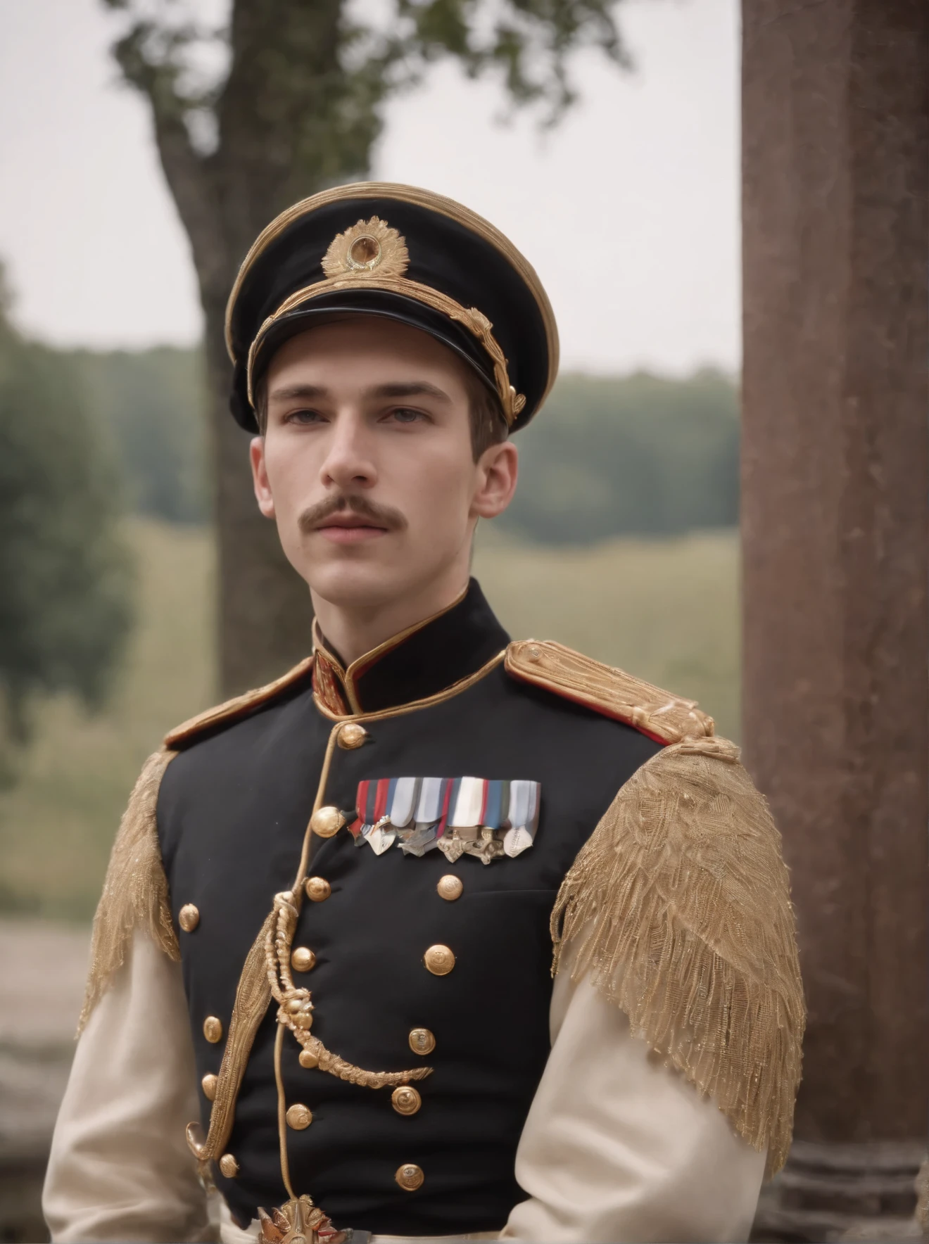 a close up of a man in a military uniform posing for a picture, young tsar, nicholas ii of russia, beautiful androgynous prince, great emperor of russian empire, delicate androgynous prince, imperial russia, beautiful young prince, president of belorussia, vladimir motsar, inspired by Serhii Vasylkivsky, roman shipunov