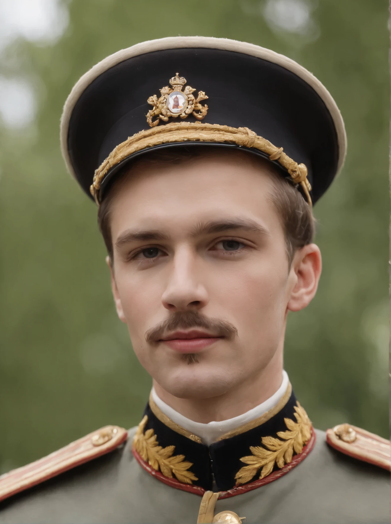 a close up of a man in a military uniform posing for a picture, young tsar, nicholas ii of russia, beautiful androgynous prince, great emperor of russian empire, delicate androgynous prince, imperial russia, beautiful young prince, president of belorussia, vladimir motsar, inspired by Serhii Vasylkivsky, roman shipunov