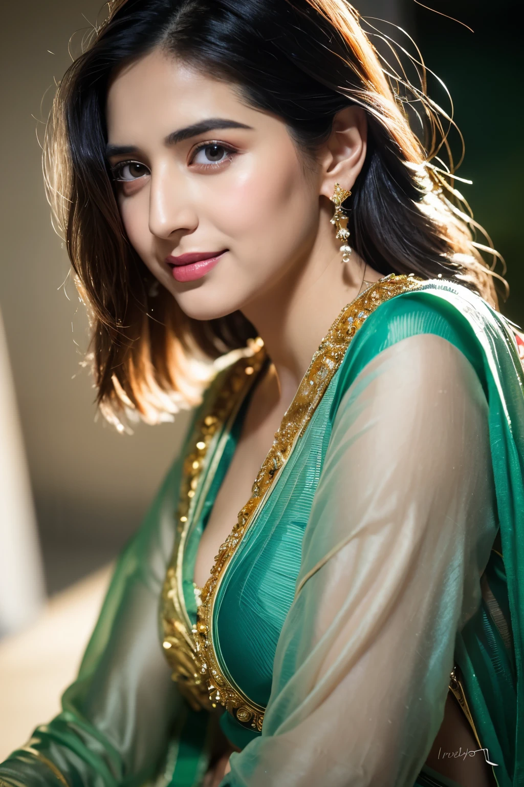 Wear Saree sitting, gorgeous royal, ((Katrina kaif:1.2)), jewellery, gem, necklace, gold bracelet, anklets, thick lips, skindentation, parted lips, ulzzang-6500-v1.1, portrait of a beautiful Indian woman, From Golden Skin, 27 years old, Pretty woman, Indian model, (in saree) (Slim abdomen), (Perfect slim figure), (Dynamic pose), Solo, ((open crotch)), (((bare ass))), (Slim:1.1), 1 woman, (Full figure:0.9), Beautifully detailed sky, sunny day, Mumbai city, On the street, detailed Mumbai street, Indian clothes,(( long sleeve dress)), ((chiffon saree with open pallu)), medium hair, smile, closed mouth, lips, saree covered with full body, detailed beautiful round eyes, Indian women, Asian women, Beautiful face, photorealistic, rim lighting, two-tone lighting, gold bracelet, thick lips, indentation, parted lips, (detailed eyes), light blonde hair, blue eye, details still clear, honey-coloured, fluffy turned, HDR, shallow depth of field, broad light, backlighting, bloom, light sparkles, chromatic aberration, sharp focus, Nikon Z 85mm, unparalleled masterpiece, ultra-realistic 8k photos, best quality masterpiece, best quality, (photorealistic:1.2), (realistic:1.5), (hyperrealistic:1.2),(photorealistic face:1.2), (close up:1.6), (light blonde hair), (blue eyes), ((big cheeks)), (beautiful face:1.8), (detailed face:1.6), (medium breast:1.2), (detailed bright eyes:1.5), (eyelashes:1.4), (smiling:1.3), (detailed long black hair), (Green saree:1.5), (narrow waist:1.5), (thigh: 1.5), (realistic human skin:1.6), (full curvy body) (detailed eyes), (seductive pose), (detailed facial features), (detailed clothes features), (necklace), (earrings), (bracelet), ( Silk Green saree),(Photorealistic:1.4), (High Quality: 1.2), Raw photo, (Perfect body shape), Uniform, Deep shadows, Unobtrusive, Cold light 12000K,