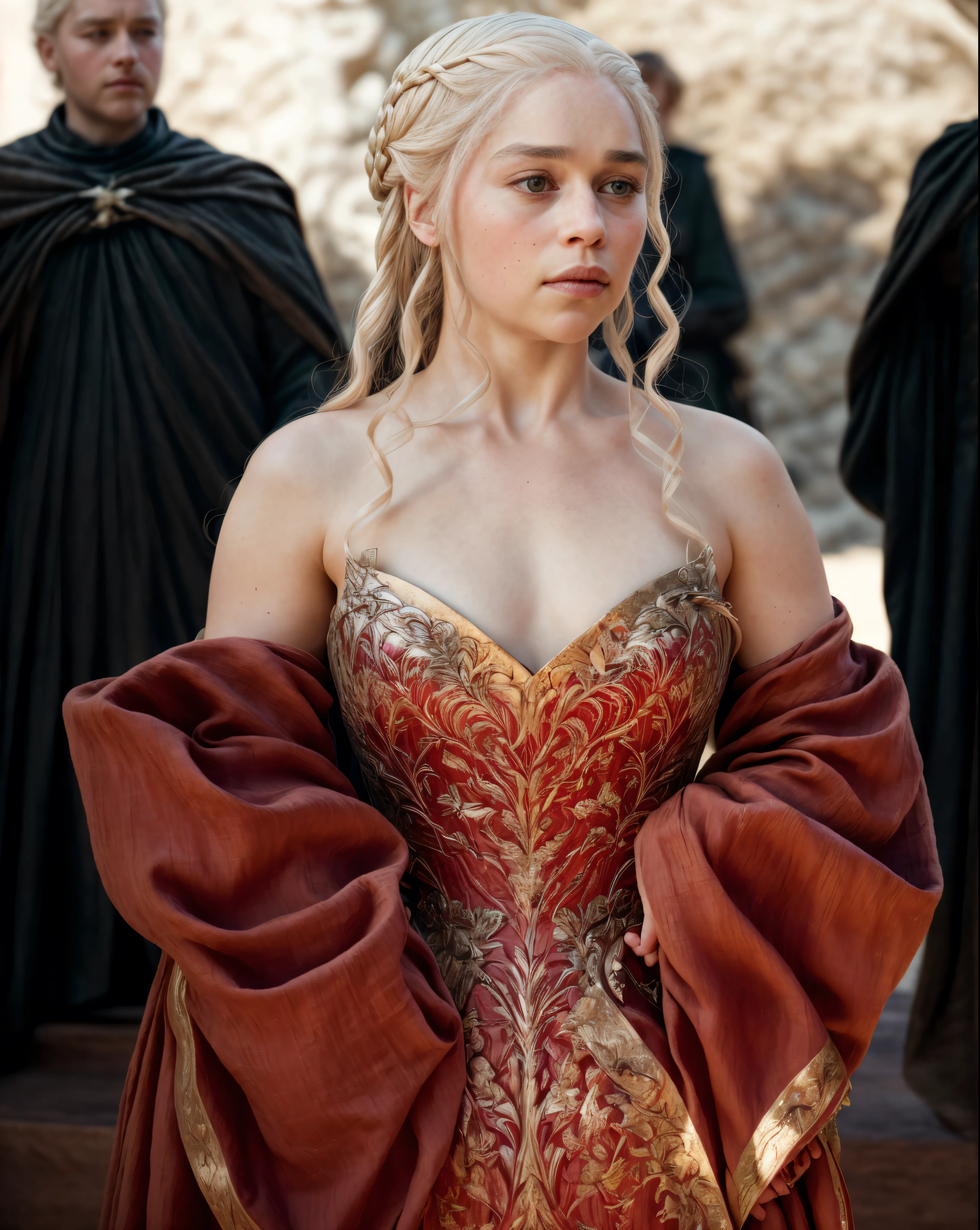 masterpiece, stunning portrait photo of khls woman, front facing , wearing Erotic mediaeval costumes, War Costumes , sharp focus, natural lighting, subsurface scattering, f2, 35mm, film grain, Regal Beauty, Regent Queen, silk satin, linen clothes, beautiful ruler queen, sexiest majestic queen dress, beautymarks