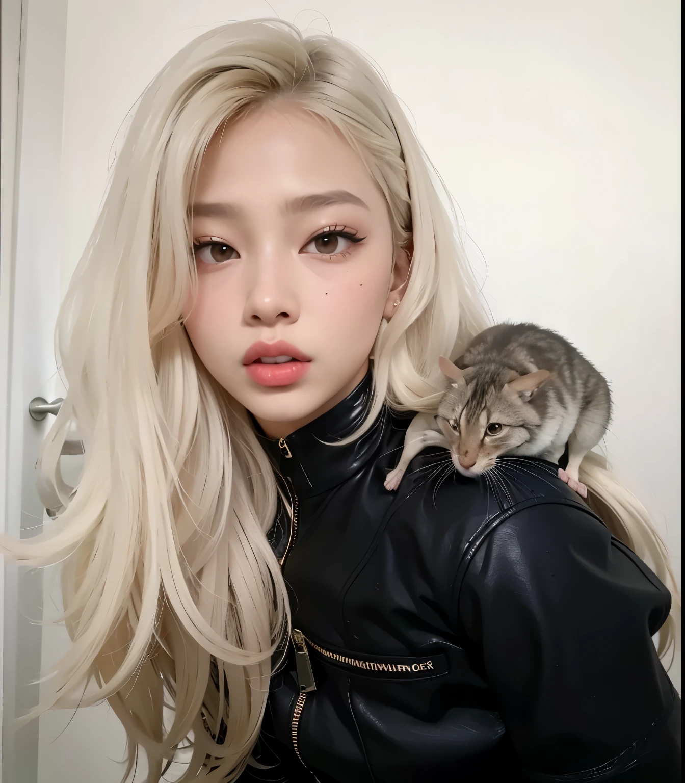 Jennie com um rato em seu ombro, there&#39;s a gray mouse on your shoulder