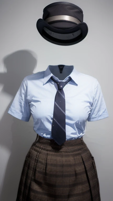 (Arch your back, Hands on hips), Be patient with peeing, Striped tie, Checked skirt, (From below), Polo shirt, (can not see, No humans, Headless, Faceless:1.5), Cute big tits, (8k, RAW Photos, highest quality, masterpiece:1.2), (Realistic, photo-Realistic:1.37), Photon Mapping, Radio City, ((Hasselblad Photography)), Physically Based Rendering, whole body, You can even see the feet