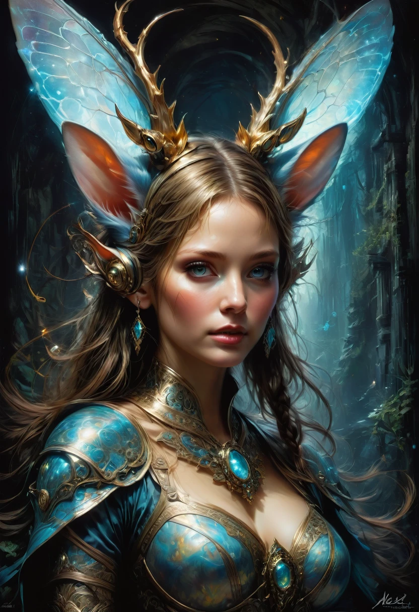 Rabbit Ears, by Aleksi Briclot, best quality, masterpiece, very aesthetic, perfect composition, intricate details, ultra-detailed