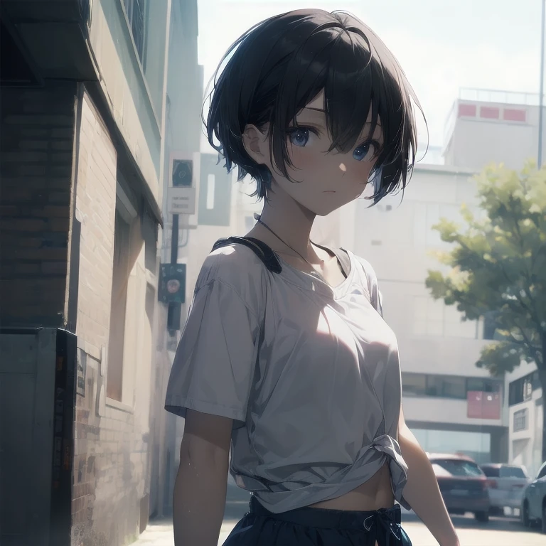 The Supreme Quality of God, ultra detailed, anime Mo artstyle,best anime 8K konachan wallpaper,winner of the pixiv competition,perfect anatomy, (Please, draw a girl, sleepily walking to school.. ),BREAK, 1girl cool beautiful naked girl, (One,,,:1.3),junior highus charm, (very short hair), dirty hair,forehead, Full limbs, full fingers,flat chest, Small butt, the smell, small eyes,Beautiful detailed black eyes,Proportional iris and pupils,eyes with disgust, , A skirt,on the school route. BREAK,a high resolution,Super Detail Skin, best coverage of professional artificial intelligence, 8k illustration,