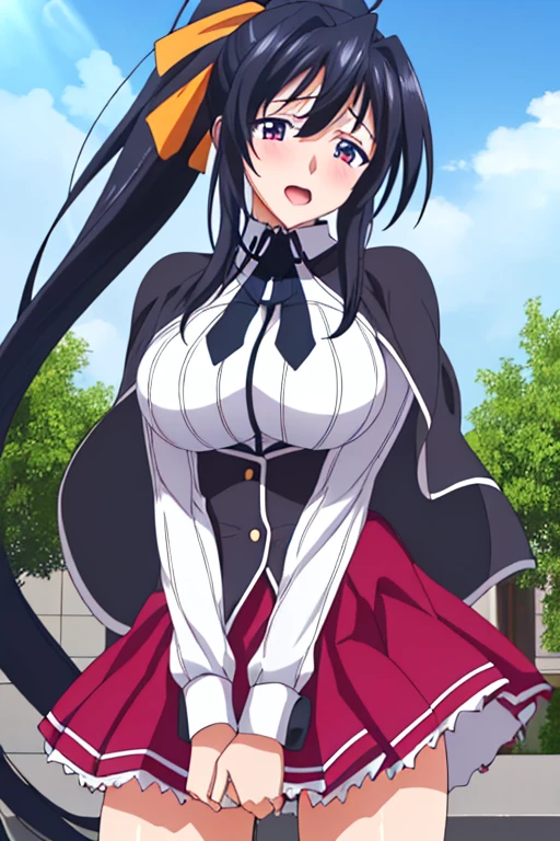 (Day), On campus,Blue sky with clouds, 
(Upright immobile posture),
black_Cape,black neckwear,White shirt,short_sleeve, Sailor_collar,Red pleated skirt,,
black hair, pink eye, とても長いhair,hair_between_eye,ponytail,黄color_hair_ribbon,
1 girl, 20 years,young woman,beautiful Finger,beautiful long legs,beautiful body,beautiful Nose,beautiful character design, perfect eye, perfect face,expressive eye,
View Viewer,(upper_body),(Focus on her face),
Official Art,Highly detailed CG Unity 8k wallpaper, Perfect lighting,colorful, bright_front_face_Lighting,Shiny skin, 
(masterpiece:1.0),(Highest_quality:1.0), 超High resolution,4K,Super detailed,
photograph, 8k, High resolution, High resolution, Absurd:1.2, Kodak Portrait 400, Film Grain, Blurred Background, Bokeh:1.2, Lens flare, (Vibrant_color:1.2)
(beautiful,big_chest:1.4), (beautiful_face:1.5),(narrow_Waist),，(((Skirt flip, I can see your panties)))，Embarrassing，blush，Alone，(( Masturbating by touching the vagina with your fingers)),(( Masturbating by touching the vagina with your fingers)),(( Masturbating by touching the vagina with your fingers)),(( Masturbating by touching the vagina with your fingers)),(( Masturbating by touching the vagina with your fingers)),(( Masturbating by touching the vagina with your fingers)),(( Masturbating by touching the vagina with your fingers)),,Squirting，orgasm，Climax，,Squirting，orgasm，Climax，,Squirting，orgasm，Climax，,Squirting，orgasm，Climax，,Squirting，orgasm，Climax，,Squirting，orgasm，Climax，,Squirting，orgasm，Climax，,Squirting，orgasm，Climax，