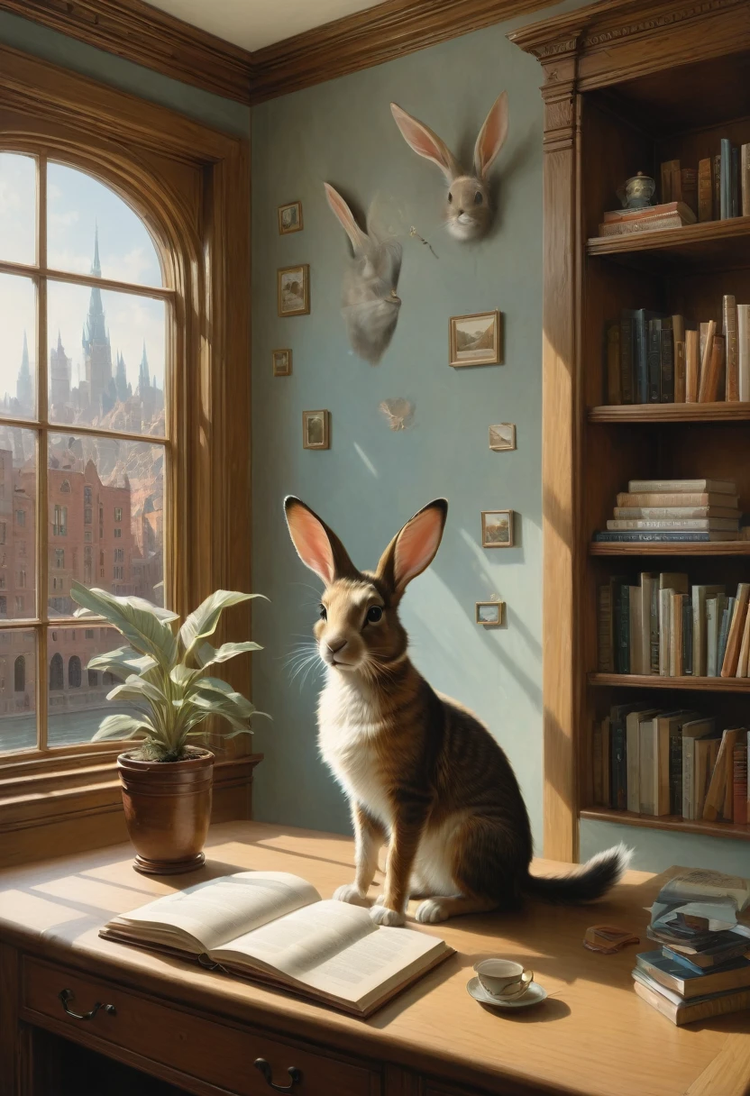 Rabbit Ears, by Quint Buchholz, best quality, masterpiece, very aesthetic, perfect composition, intricate details, ultra-detailed