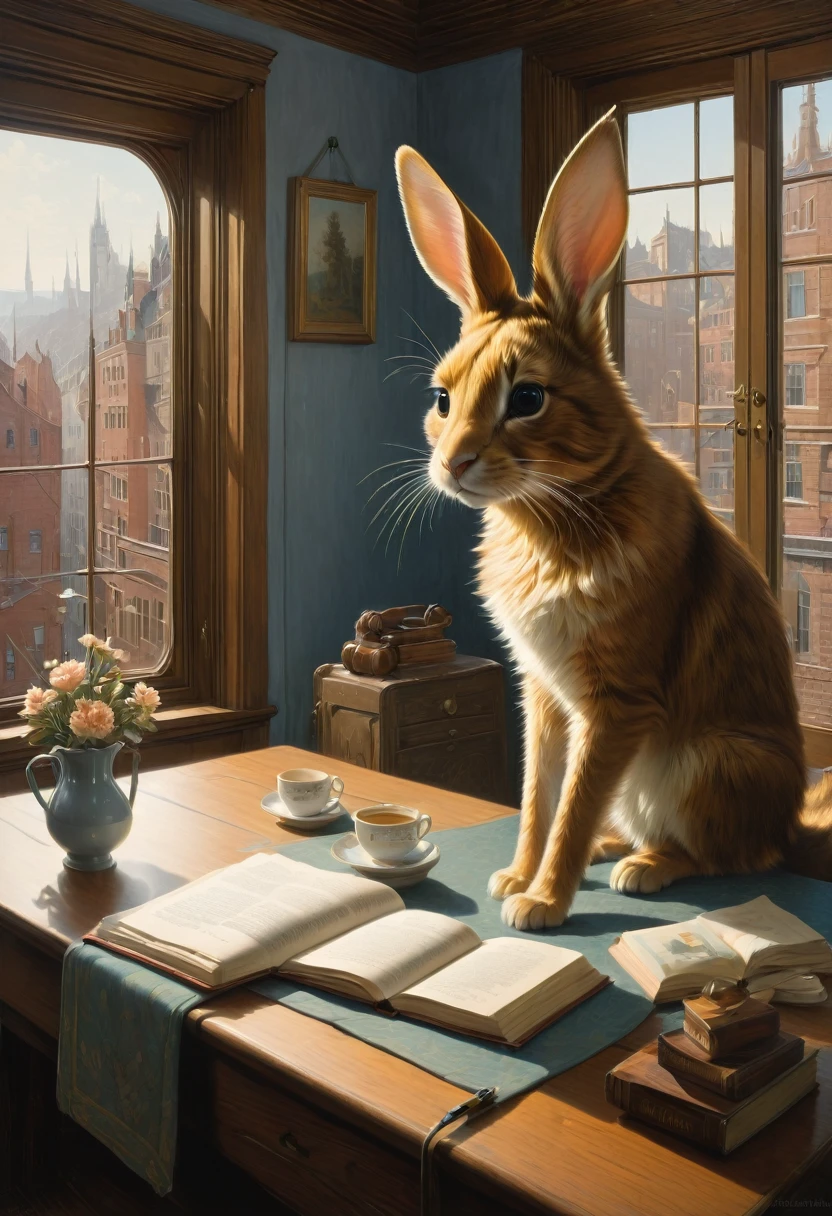 Rabbit Ears, by Quint Buchholz, best quality, masterpiece, very aesthetic, perfect composition, intricate details, ultra-detailed