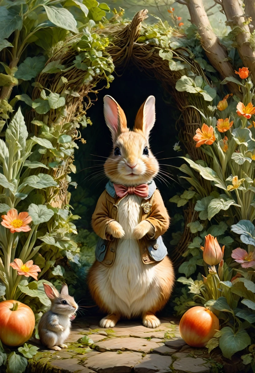 Rabbit Ears, by Beatrix Potter, best quality, masterpiece, very aesthetic, perfect composition, intricate details, ultra-detailed