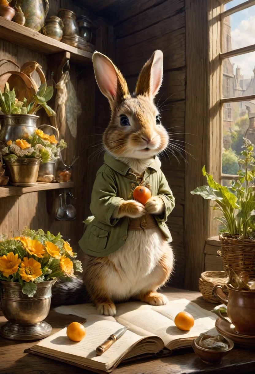 Rabbit Ears, by Beatrix Potter, best quality, masterpiece, very aesthetic, perfect composition, intricate details, ultra-detailed