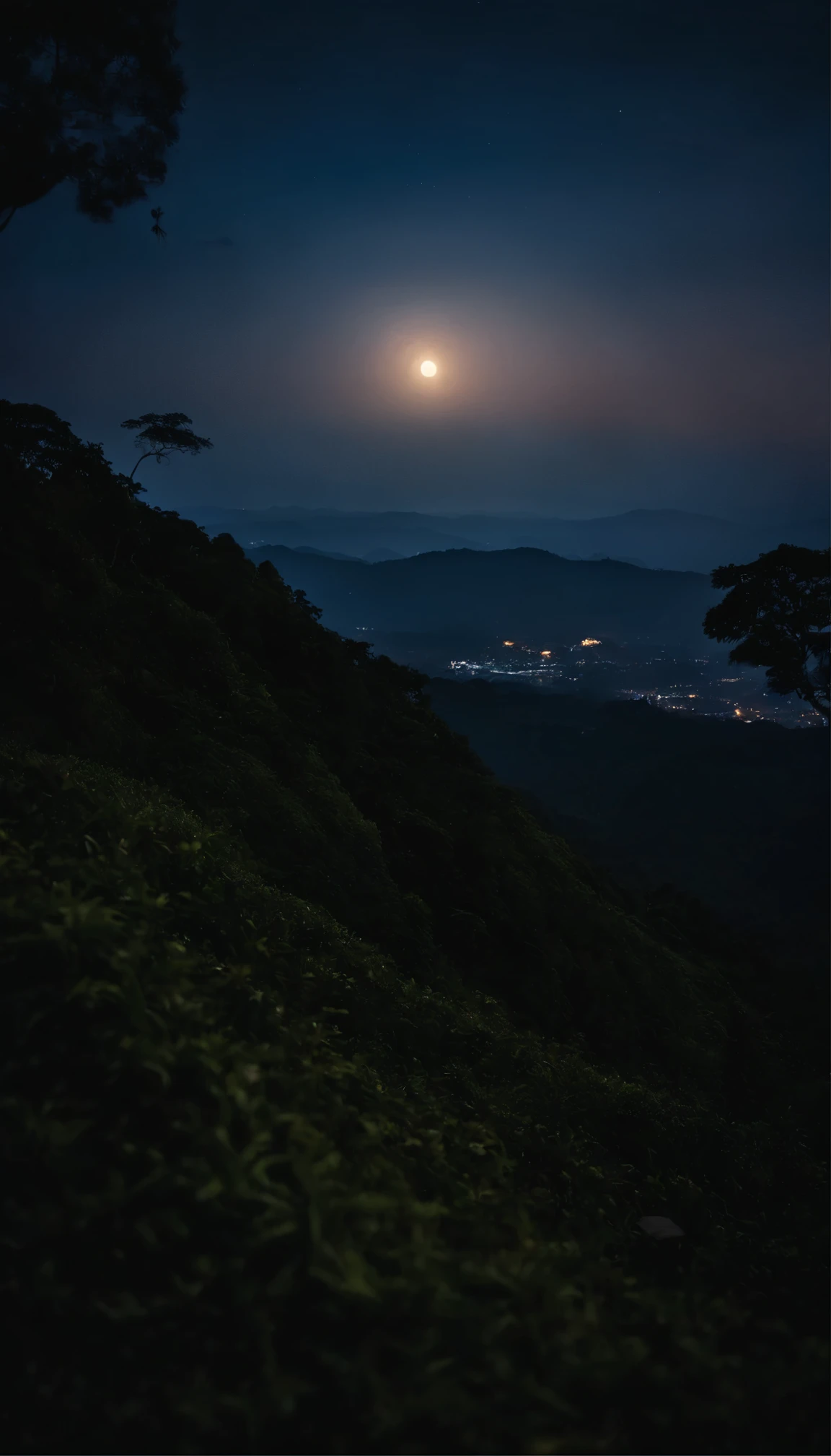 Bogor peak, night view, peak lights, Moon