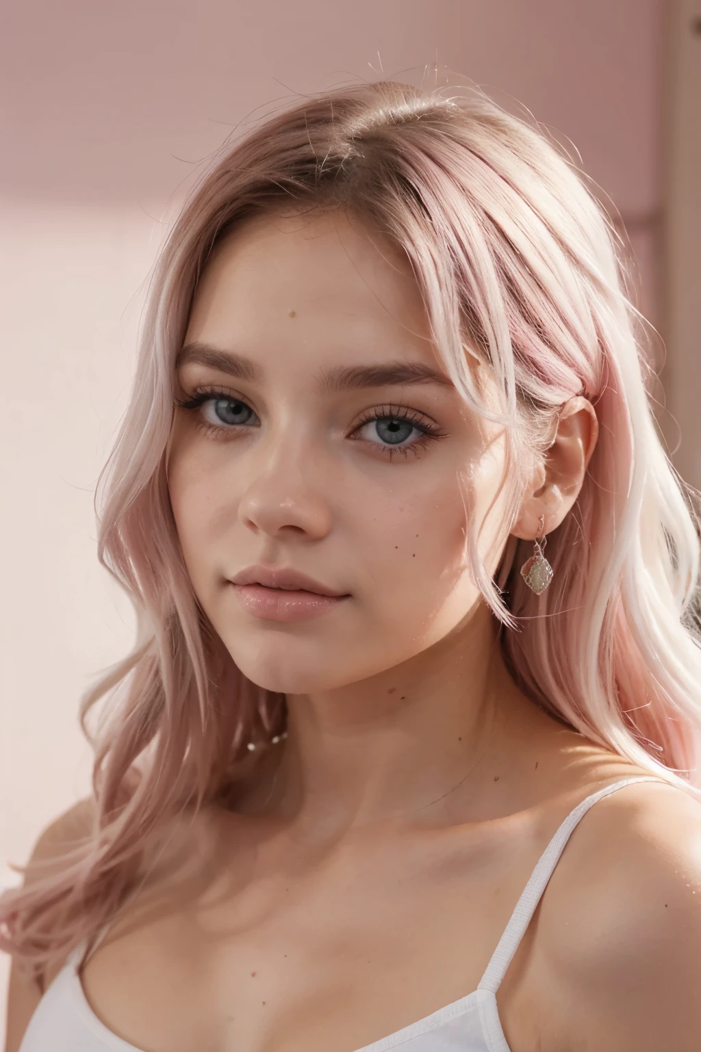 Un chico de color piel blanca y ojos celeste con mejillas rosadas y lindo rostro y cara con cabello un poco rapado de color blanco