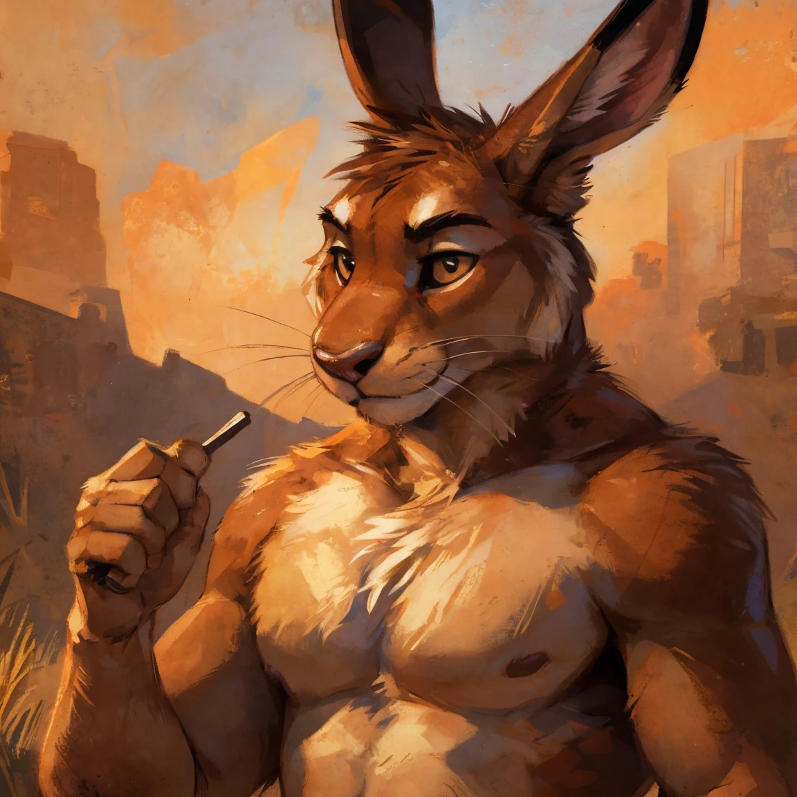 Medium muscular, rabbit, light gray, light gray rabbit, in black underwear, black underwear, string underwear, standing, sweaty body, good anatomy, By mystikfox61, By kenket