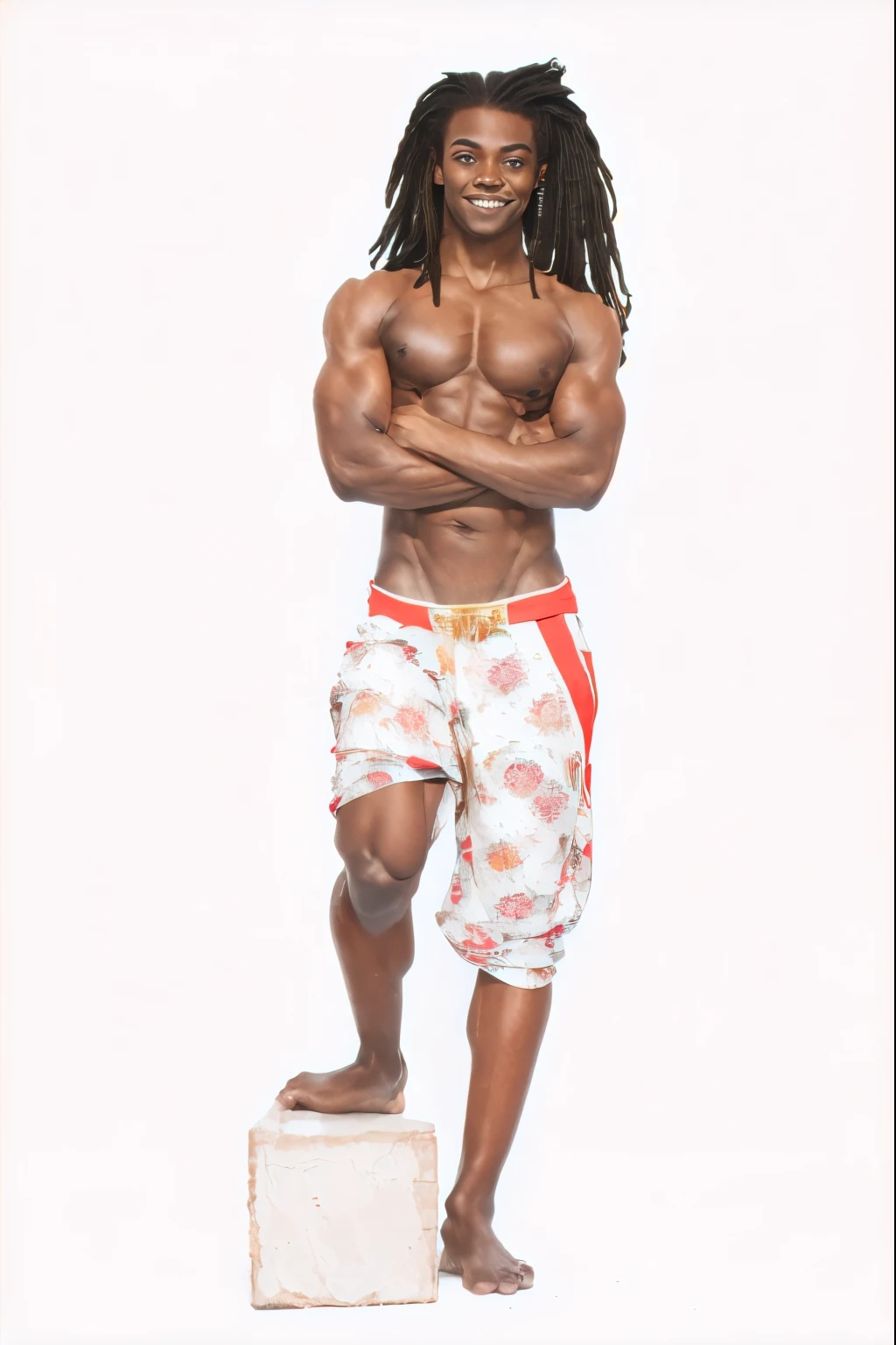  black teenage boy, Young african bodybuilder boy. (full body) (very skinny:1.8) (very musclar:1.8) (slim waist:1.7) (slim hips:1.7) (wide shoulders:1.7) (speedo) (long dreadlocks) (very dark skin:1.7) (large bulge) (hulking, athletic body) (wide nose) (thick lips) exaggerated muscle physique, slender and muscular build, lean but muscular, bodybuilder body, bodybuilder physique, bodybuilder, exaggerated muscle physique, exaggerated physique, bodybuilder posing, bulging muscles, muscular body, body builder, detailed veiny muscles, muscular bodies, muscular thighs, absurdly muscular physique, extremely muscular, muscular character, muscular masculine figure