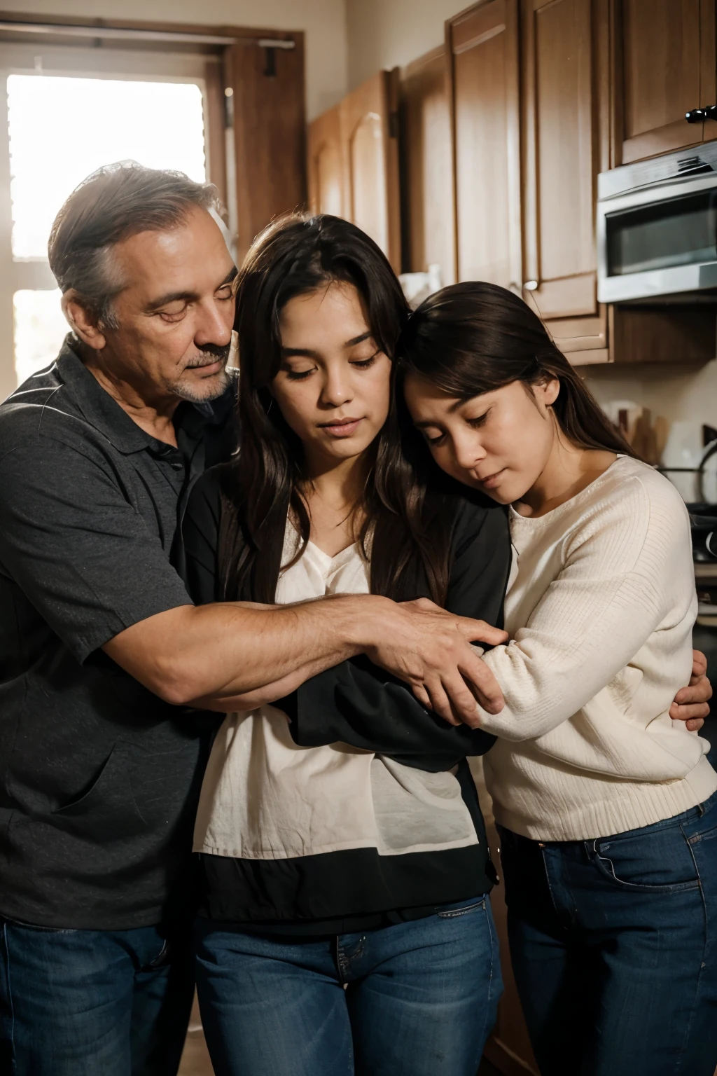 2 deceased uncles and a niece hugging