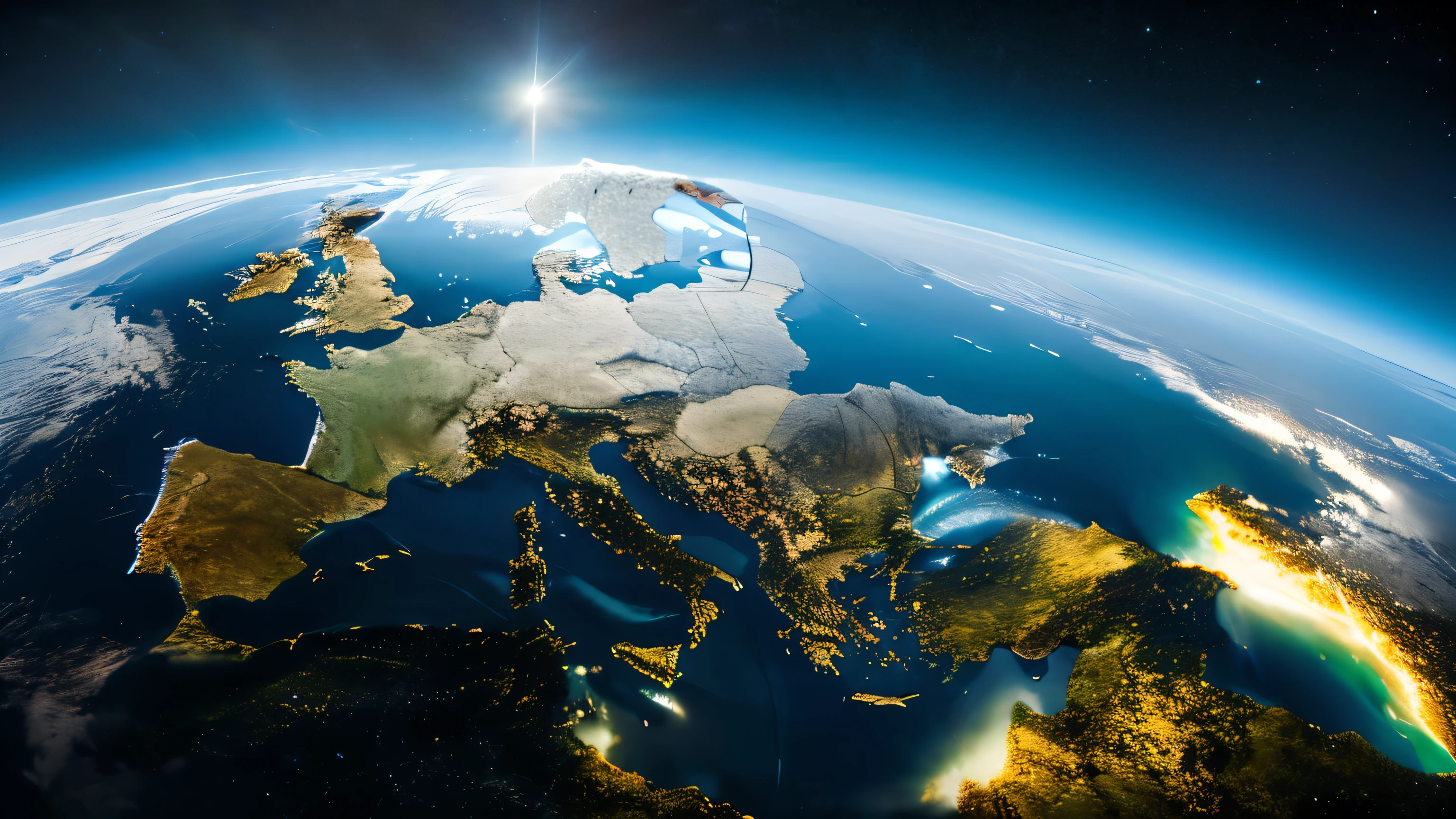 Planet earth from space, close up greece , cosmic, ocean (( black backround )) ((stars)), oceans, ice, planet , 8K resolution, ultra detailed, Fantasy vibe, centered, dreamlike, intricate detail, Cinematic Lightning, Unreal Engine, Realistic, Photorealistic, Hyper-detailed, insane details, Super-Resolution, Megapixel, FKAA, TXAA, RTX, SSAO, Post Processing , green forest ,